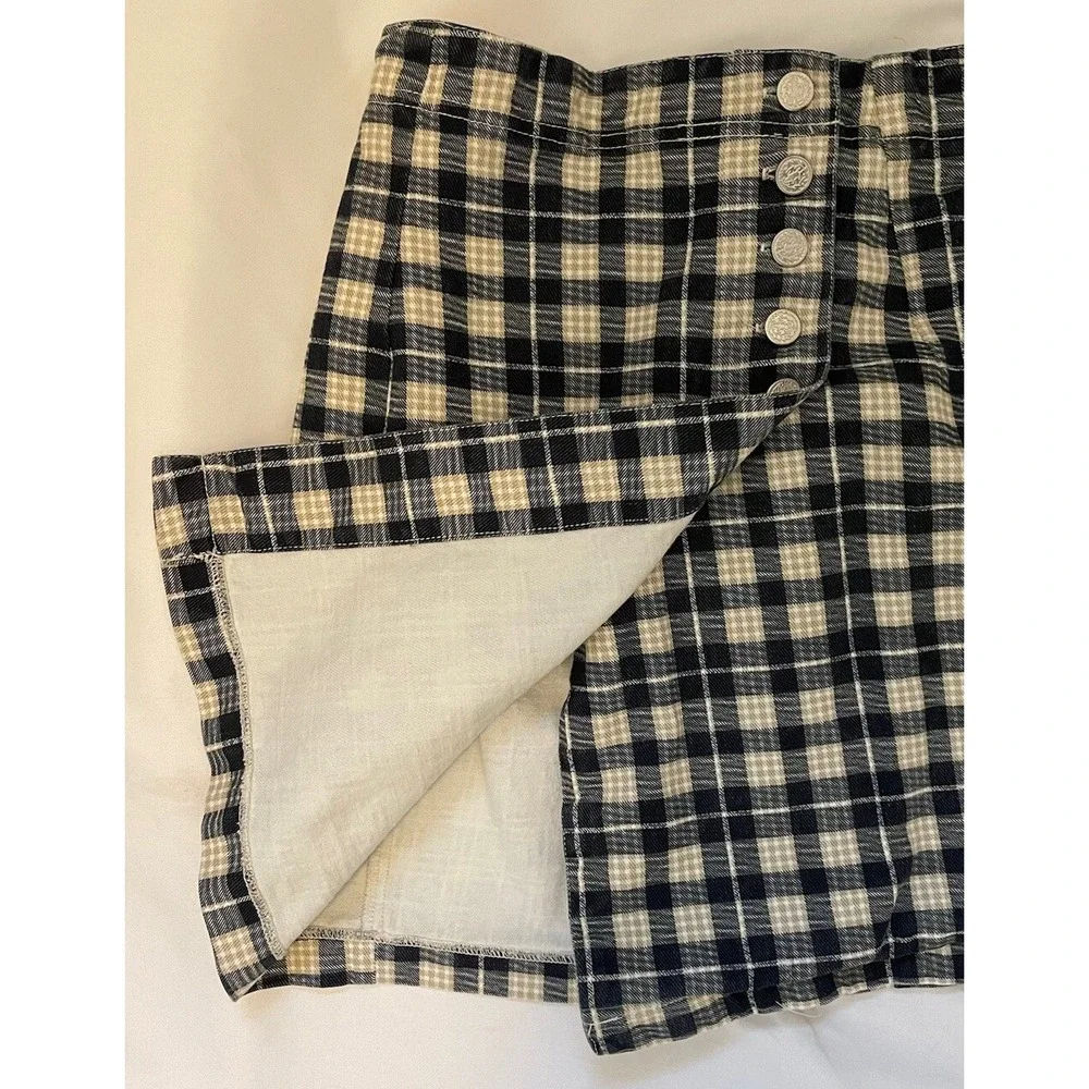 Vtg Niki Lee‎ Denim Striped Button Wrap Skirt Womens Size 13 Mini Retro